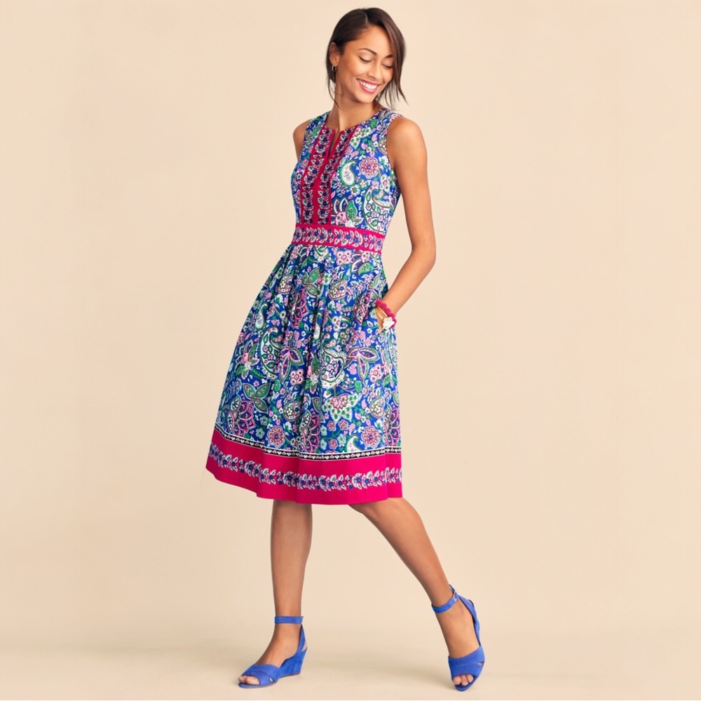 Talbots PAISLEY FIT & FLARE DRESS Excellent Condition - Picture 4 of 4